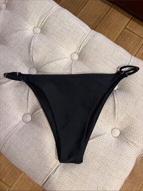 Cider Black Adjustable Side-Ring Bikini Bottom Cheeky